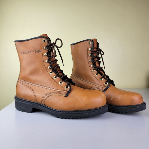 Wolverine Other - Men's WOLVERINE Tan Leather Steel Toe Work Boots High Lace Up